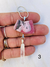 Load image into Gallery viewer, Rhodochrosite and Quartz, Rose Quartz or Tourmaline Necklace