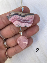 Load image into Gallery viewer, Rhodochrosite and Quartz, Rose Quartz or Tourmaline Necklace
