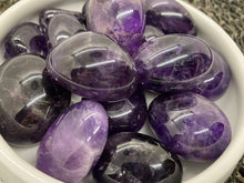 Load image into Gallery viewer, Dark Amethyst Tumbles and Palm Stones - Amethyst Aura Moon