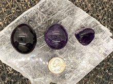Load image into Gallery viewer, Dark Amethyst Tumbles and Palm Stones - Amethyst Aura Moon