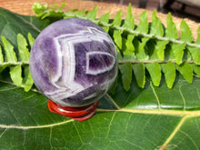Load image into Gallery viewer, Chevron Amethyst (Dream Amethyst) Sphere - Amethyst Aura Moon