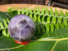 Load image into Gallery viewer, Chevron Amethyst (Dream Amethyst) Sphere - Amethyst Aura Moon