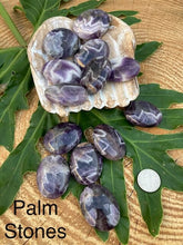 Load image into Gallery viewer, Chevron Amethyst (Dream Amethyst) Tumbles and Palm Stones - Amethyst Aura Moon