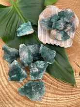 Load image into Gallery viewer, Raw Blue Flourite - Amethyst Aura Moon