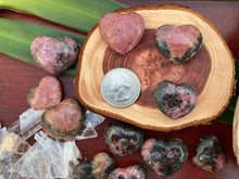 Load image into Gallery viewer, Rhodonite Hearts - Amethyst Aura Moon