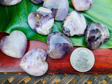 Load image into Gallery viewer, Chevron Amethyst (Dream Amethyst) Hearts - Amethyst Aura Moon