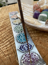 Load image into Gallery viewer, Rustic Chakra Incense Holder - Amethyst Aura Moon