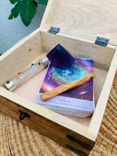 Load image into Gallery viewer, Rustic Wooden Box - Chakra - Amethyst Aura Moon
