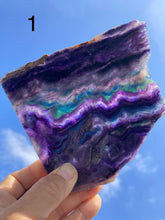 Load image into Gallery viewer, Rainbow Flourite Slabs - Amethyst Aura Moon