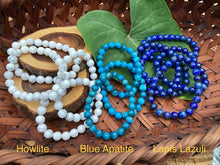Load image into Gallery viewer, Bracelets - Blue Apatite, Lapiz Lazuli and Howlite - Amethyst Aura Moon
