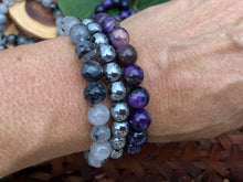 Load image into Gallery viewer, Bracelets - Black Tourmaline in Quartz, Hematite and Chariote - Amethyst Aura Moon