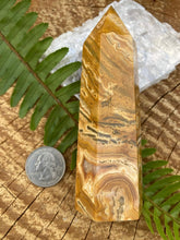 Load image into Gallery viewer, Crazy Lace Agate Tower - Amethyst Aura Moon