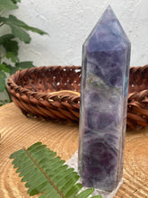 Load image into Gallery viewer, Rainbow Flourite Tower - Amethyst Aura Moon