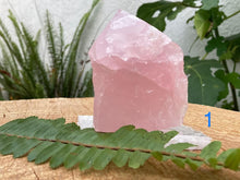 Load image into Gallery viewer, Rose Quartz Top Polished Point - Amethyst Aura Moon