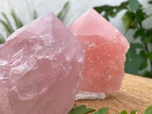 Load image into Gallery viewer, Rose Quartz Top Polished Point - Amethyst Aura Moon