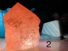 Load image into Gallery viewer, Rose Quartz Top Polished Point - Amethyst Aura Moon