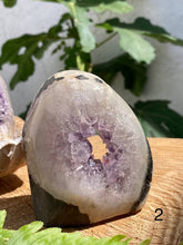 Load image into Gallery viewer, Amethyst/Quartz Geode Clusters - Amethyst Aura Moon