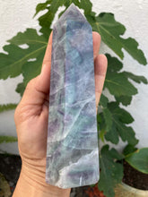 Load image into Gallery viewer, Rainbow Flourite Tower - Amethyst Aura Moon