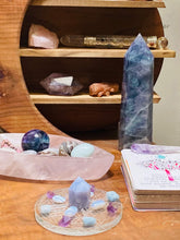 Load image into Gallery viewer, Rainbow Flourite Tower - Amethyst Aura Moon