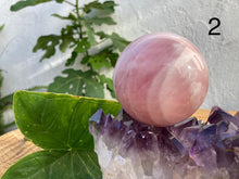 Load image into Gallery viewer, Rose Quartz Spheres - Amethyst Aura Moon
