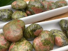 Load image into Gallery viewer, Unakite Hearts - Amethyst Aura Moon