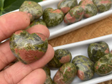 Load image into Gallery viewer, Unakite Hearts - Amethyst Aura Moon