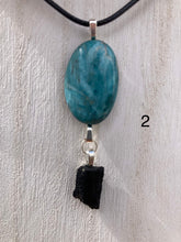 Load image into Gallery viewer, Blue Apatite and Clear Quartz or Black Tourmaline Necklace