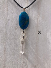 Load image into Gallery viewer, Blue Apatite and Clear Quartz or Black Tourmaline Necklace