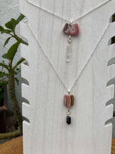Load image into Gallery viewer, Rhodochrosite and Quartz, Rose Quartz or Tourmaline Necklace