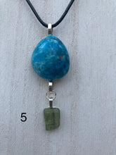 Load image into Gallery viewer, Blue Apatite and Clear Quartz or Black Tourmaline Necklace