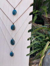 Load image into Gallery viewer, Blue Apatite and Clear Quartz or Black Tourmaline Necklace