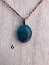 Load image into Gallery viewer, Blue Apatite and Clear Quartz or Black Tourmaline Necklace