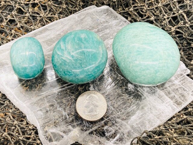 Amazonite Tumbles and Palm Stones - Amethyst Aura Moon