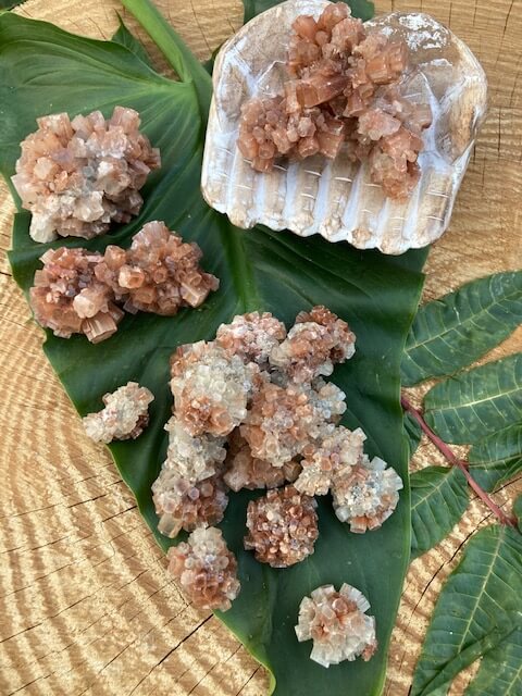 Aragonite Star Cluster - Amethyst Aura Moon