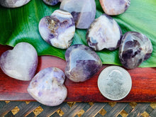 Load image into Gallery viewer, Chevron Amethyst (Dream Amethyst) Hearts - Amethyst Aura Moon
