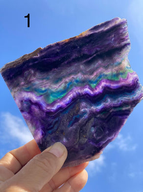 Rainbow Flourite Slabs - Amethyst Aura Moon