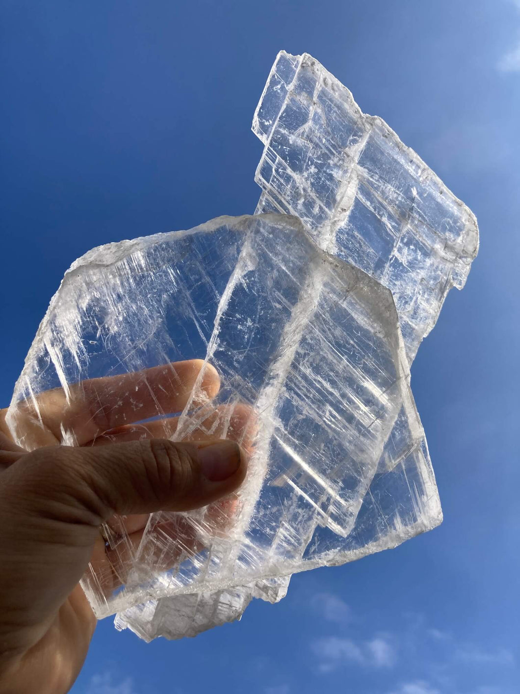 Clear Selenite Slabs - Amethyst Aura Moon