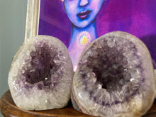 Load image into Gallery viewer, Amethyst/Quartz Geode Clusters - Amethyst Aura Moon
