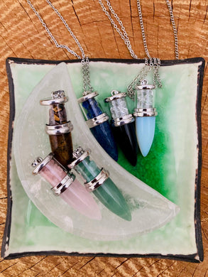 Bullet Tip Pendulums with Crystal Chips - Amethyst Aura Moon