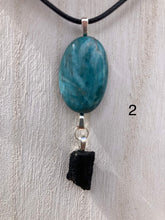 Load image into Gallery viewer, Blue Apatite and Clear Quartz or Black Tourmaline Necklace
