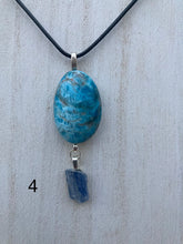 Load image into Gallery viewer, Blue Apatite and Clear Quartz or Black Tourmaline Necklace
